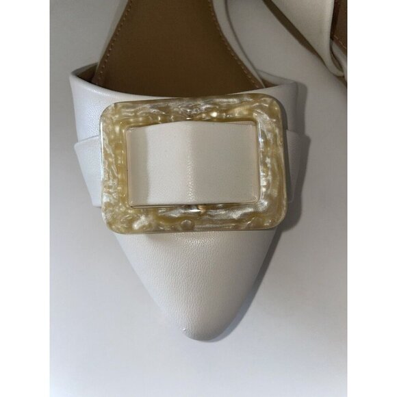 LC Lauren Conrad Cream Flats with Gold Buckle - Picture 6 of 7